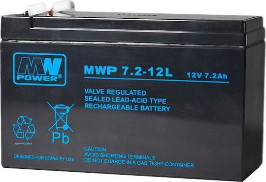 MW Power Μπαταρία UPS με Χωρητικότητα 7.2Ah και Τάση 15V 12V/7.2AH-MWP 1τμχ