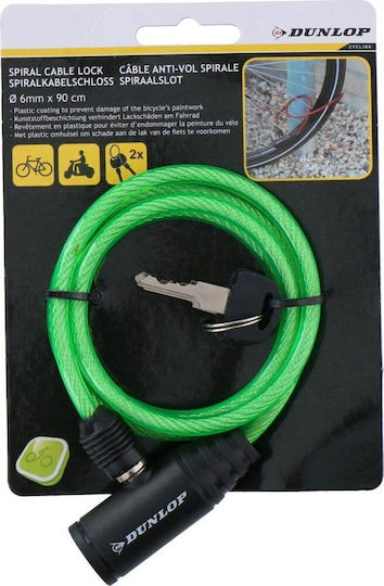 Κλείδωμα Ποδηλάτου Dunlop Σπειροειδές Κλειδί 0,6x90cm Πράσινο