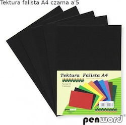 Penword Κυματοειδές Χαρτόνι Penword A4 5 Φύλλα Μαύρο Penword Targi