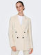 Only Long Women's Double Breasted Blazer Ecru