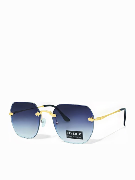 Riverio Unisex Γυαλιά Ηλίου με Χρυσό Μεταλλικό Σκελετό και Μπλε Ντεγκραντέ Φακό RV42411