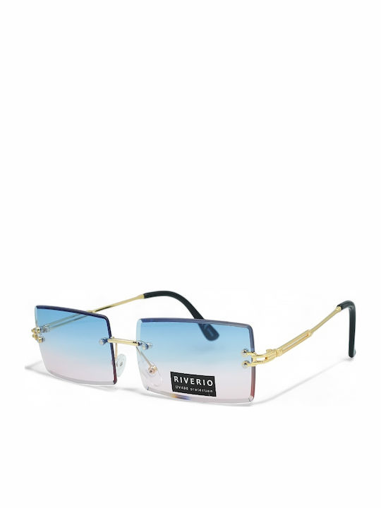 Riverio Unisex Sunglasses with Gold Metal Frame and Gold Gradient Lens RV42342