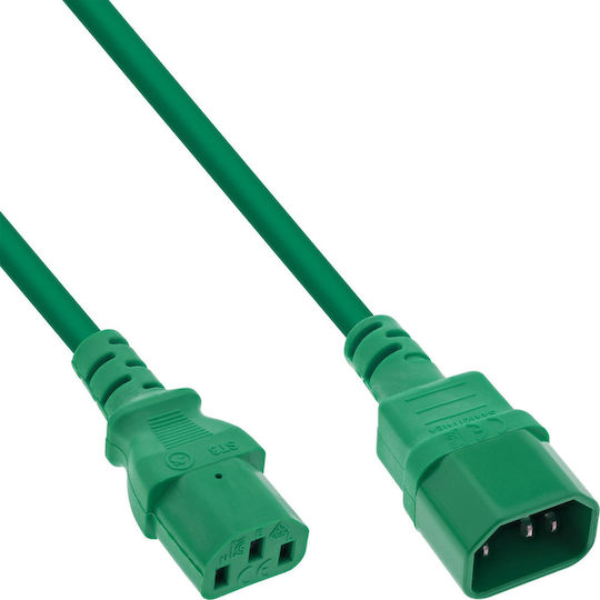 InLine IEC C13 / IEC C14 - IEC C13 / IEC C14 Кабел 0.5м Зелен