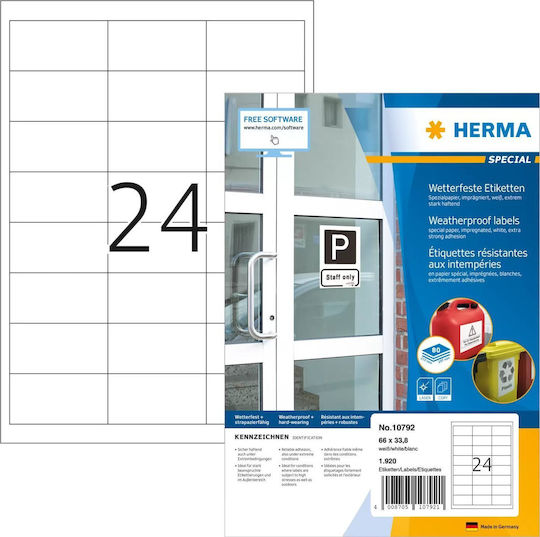 Herma Αυτοκόλλητες Ετικέτες Α4 Ορθογώνιες 66x33.8mm