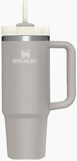 Stanley Quencher H2.0 FlowState Handled Tumbler Thermos Bottle Stainless Steel BPA Free 890ml Ash With Straw And Handle