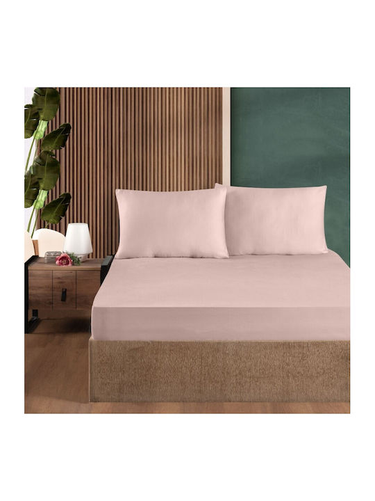 First Choice Сет Чаршафи с 1 Калъфка Полудвойно с Ластик 120x200см. прахообразно розово 2бр