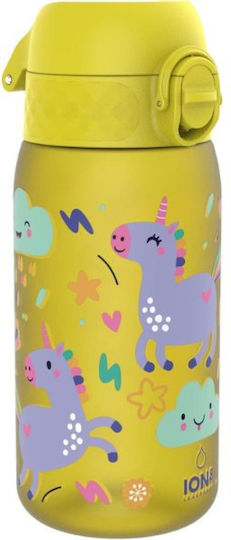 Ion8 Ion8 Kunststoff Kinder Trinkflasche Einhörner mit Stroh Gelb 350ml