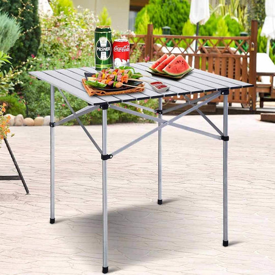 Bakaji Τραπέζι Αλουμινίου για Camping Πτυσσόμενο 70x70x70cm