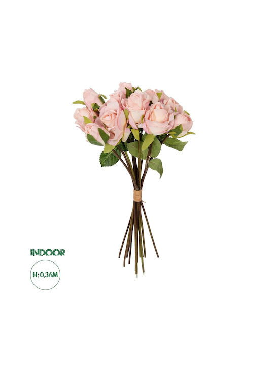 Globostar Künstlicher Garten Rosa Rosenstrauß 21081 Dekorativer Künstlicher Rosa Rosenstrauß H36cm