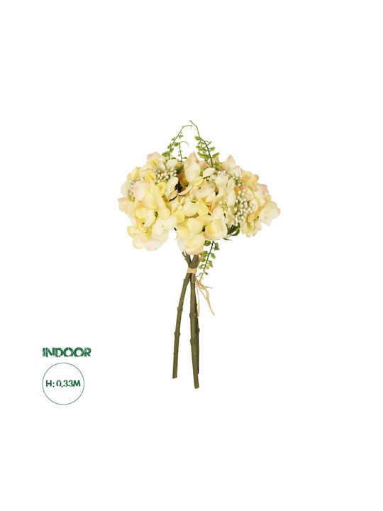 Bouquet of Artificial Flowers Hydrangea Yellow 33cm GloboStar