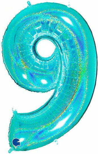 Türkisfarbene Glitzer-Zahlenballons 100 cm – 40″ 9