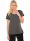 Damen Bluse Baumwolle Gray