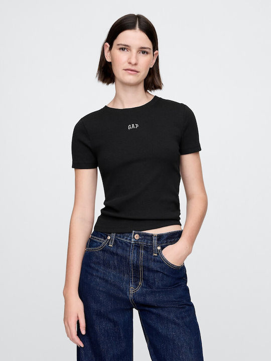 GAP Γυναικείο Crop Top Βαμβακερό Black