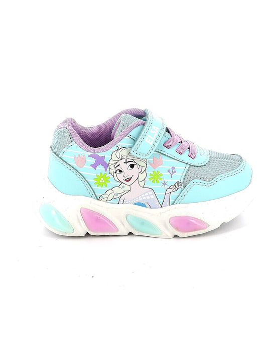 Frozen Παιδικά Sneakers με Σκρατς & Φωτάκια Τιρκουάζ