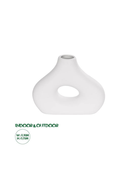 GloboStar Διακοσμητικό Βάζο Κεραμικό HORIZON Λευκό Φ6xΥ15cm