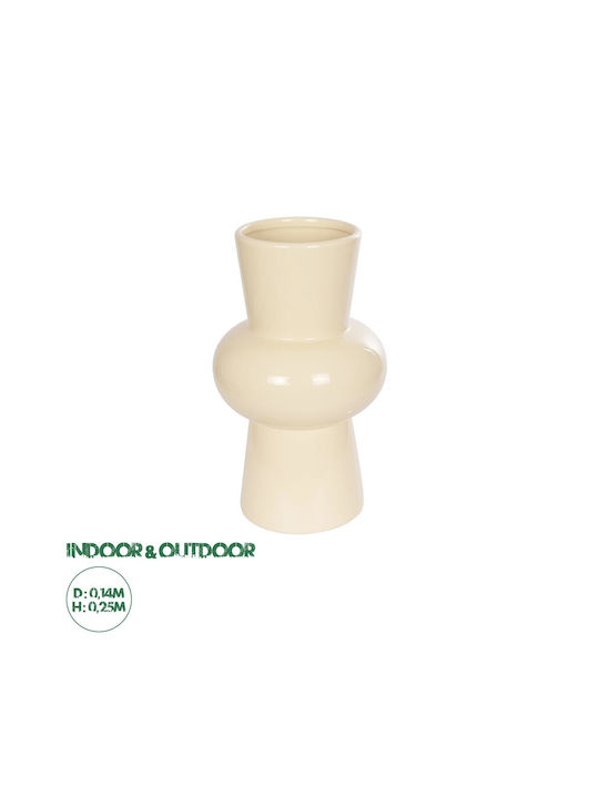 GloboStar Διακοσμητικό Βάζο Keramik Artificial Garden Desert Beige 14x14x25cm 1Stück