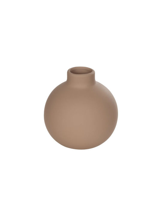 GloboStar Διακοσμητικό Βάζο Κεραμικό Artificial Garden Mauritius Καφέ Φ12xΥ14cm