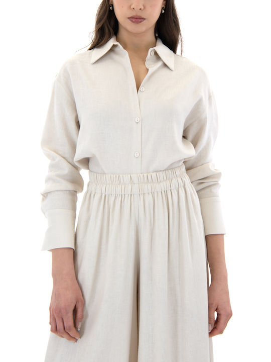 Zoya Shirt Women's Half Button Shirt Beige Zoya Shirt Women's Half Button Shirt Beige