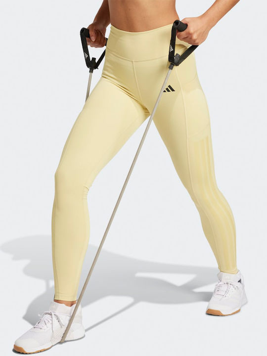 Optime 3-stripes Full-length Training Γυναικείο Κολάν Κίτρινο