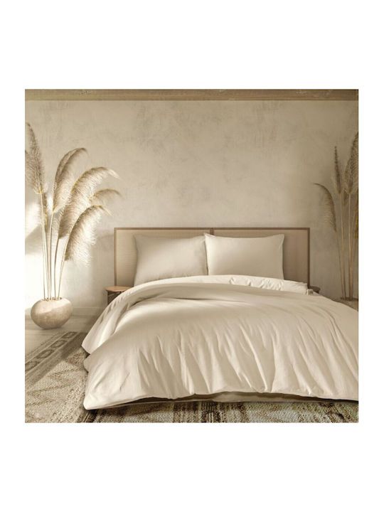 Majoli Bahar Set Husă de Pilotă Bumbac Single cu Față de Pernă & 1 Cearsaf 160x220 Natural Cream