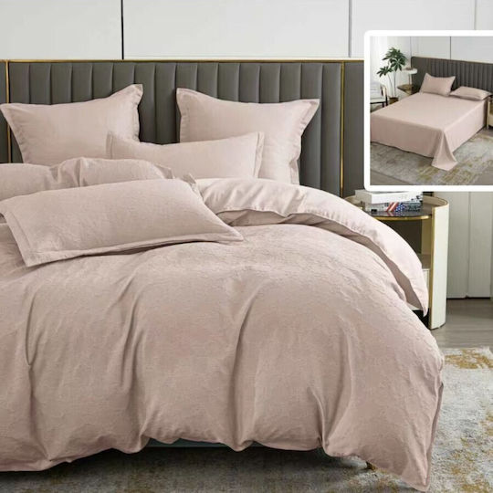 Pucioasa Bettbezug-Set Doppelbett mit 4 Kissenbezügen & 1 Bettlaken 200x230 Cappuccino
