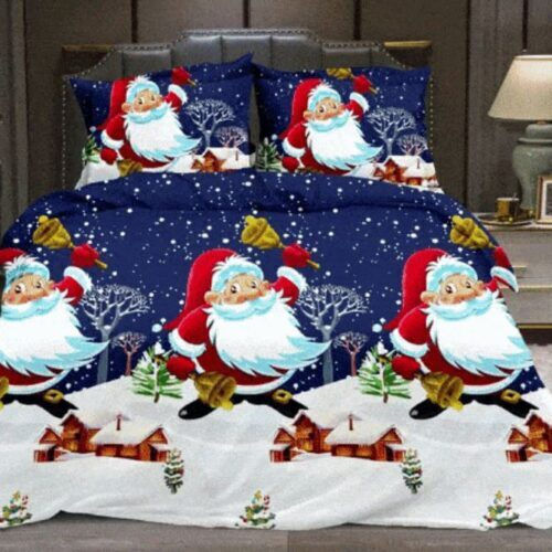 Pucioasa Set Husă de Pilotă Semi-dublă cu Față de Pernă & 1 Cearsaf 195x230 Santa Claus With Bells
