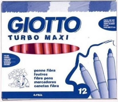 Giotto Turbo Maxi Πορτοκαλί Μαρκαδόροι Ζωγραφικής Χονδροί Σετ 12τμχ