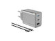 EcoFlow Incarcător GaN Cu Port USB-A Și 2 Porturi USB-C Și Cablu USB-C 65W Livrarea Energiei Argintiu Rapid