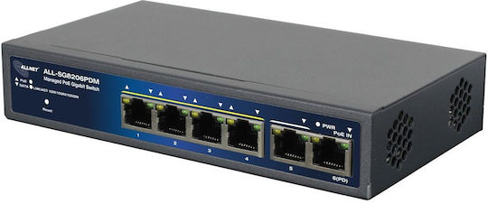 Allnet ALL-SG8206PDM Управление на L2 PoE+ Switch с 6 Портове Гигабитови (1Gbps) Ethernet