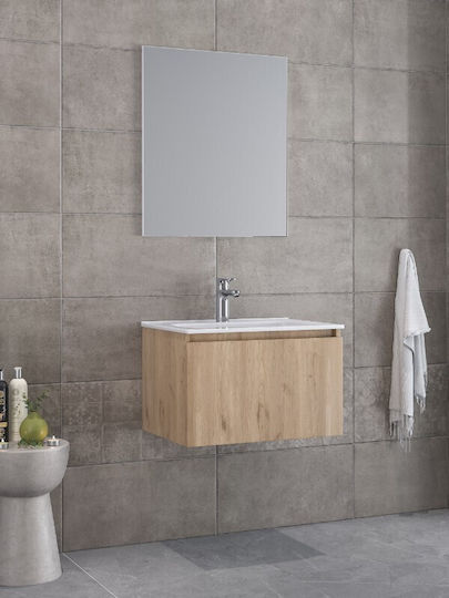 Furnibath Blat cu Lavoar & Oglindă L61xW35xH46cm Nuci