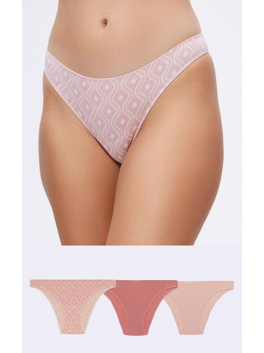 Minerva Fimelle Rio Damen Slip 3Pack Geo/Pink/Rose