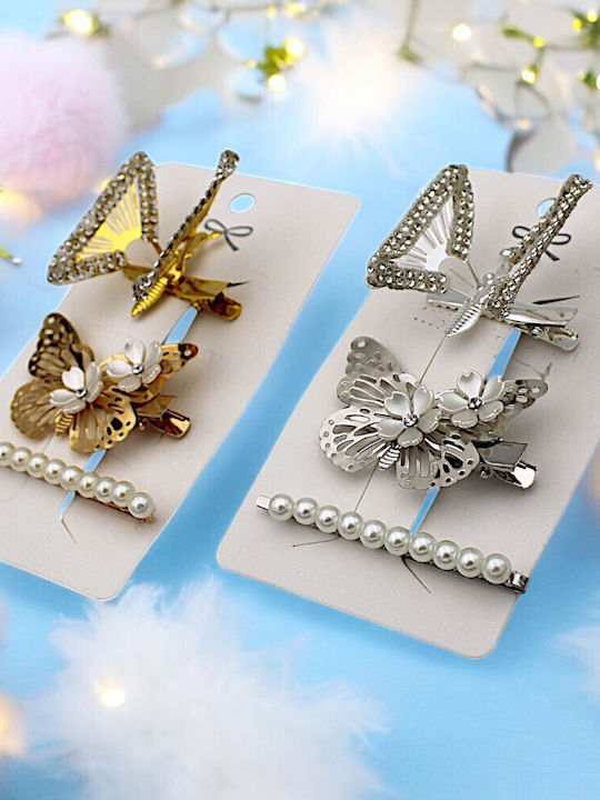 Set of Kids Hair Clips with Hair Clasp / Hair Clip / Bobby Pin Animal in Silver Color 3pcs