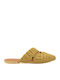 Flat Leather Mules in Brown Color