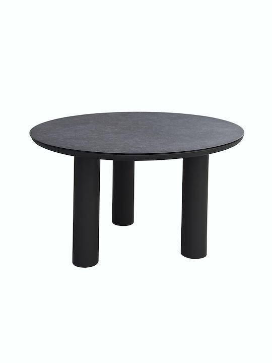 Dosun Rund Tisch Speisesaal mit Glasoberfläche Gray 120x120x75cm