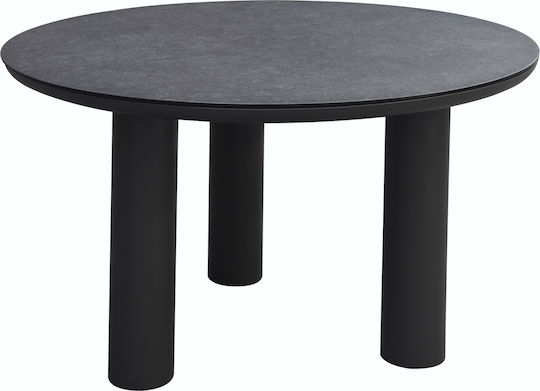 Dosun Rotund Masă Sala de mese cu Suprafață Sticlată Gri 120x120x75buc