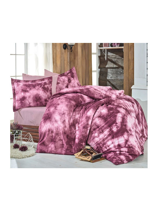 Hobby Home Set Husă de Pilotă Bumbac Dublă cu 2 Fețe de Pernă & 1 Cearsaf 200x220 Claret Red