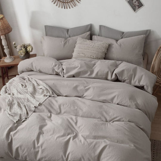 Pucioasa Σετ Παπλωματοθήκη 200x230cm Διπλή με 4 Μαξιλαροθήκες & 1 Σεντόνι Beige