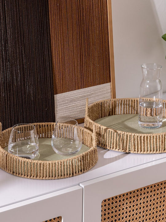 Wicker Round Decorative Tray A-s Ali 35x35x11cm 2pcs