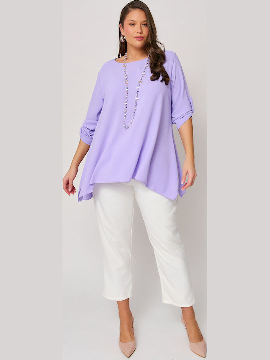 Women's Fabric Trousers with Elastic Carrot Fit White
