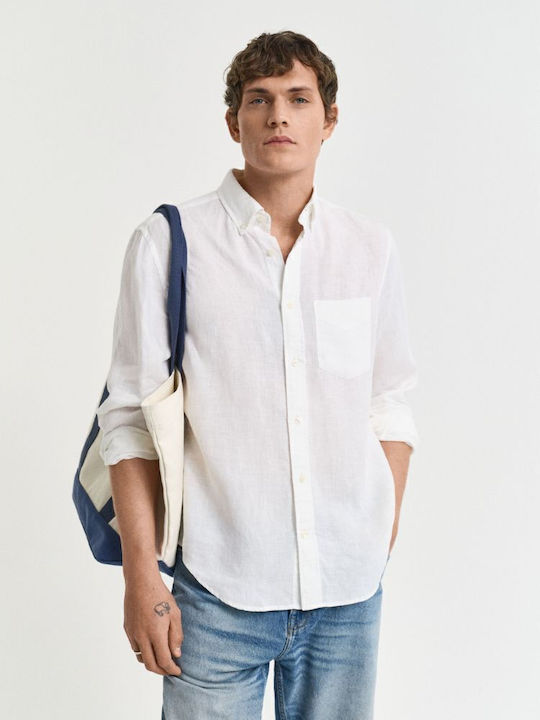 Gant Langärmlig Leinen Hemd White