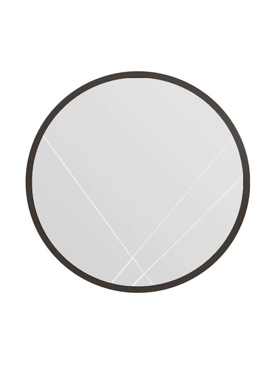 Hanah Home Gabel Oglindă de Perete cu Negru Ramă din Lemn Diametru 60cm 1buc