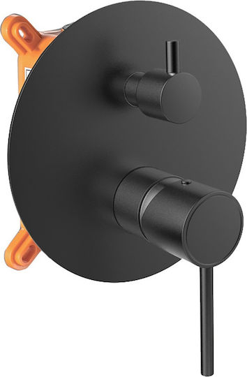 Interflex Μίκτης Μπαταρίας Εντοιχισμού για Ντουζιέρα Μαύρος