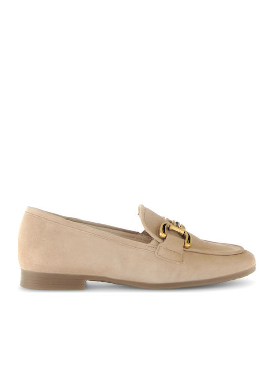 Gabor Leder Damen Loafers in Beige Farbe