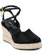Damenplattformen im Espadrilles-Stil Schwarz