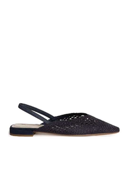 Damen Ballerinas mit Riemen in Blau Farbe