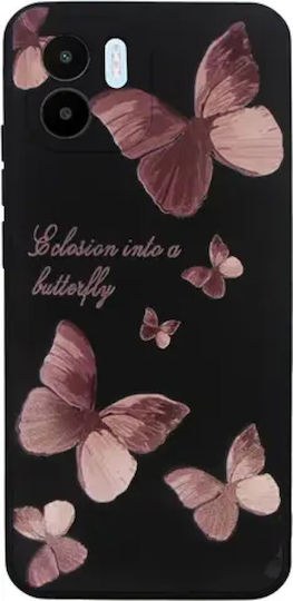 Vivid Silicone Case Redmi A2 Butterfly Black Pink 5213015674295
