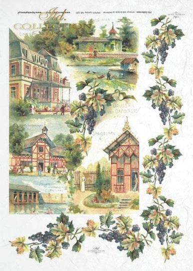 256191 Rice Paper "Old Buildings" 21x29cm Itd-r320 Set of 3 Pieces