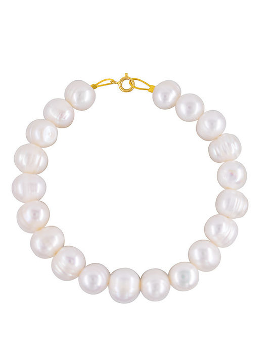 Bracelet K14 Gold Clasp White Pearls B126166