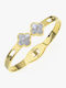 Women's Bracelet Handcuffs with design Flower made of Steel Gold Plated