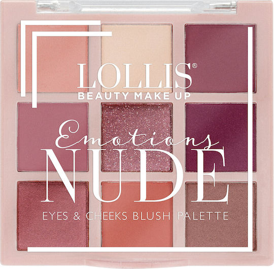 Lollis Beauty Make Up Eye Shadow Palette in Solid Form Nude Eyes & Cheeks Blush